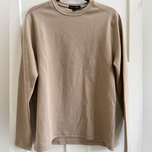 Banana Republic Crew Shirt Beige Textured Double Knit Long Sleeve Size SMALL A5